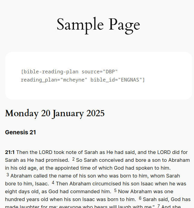 Bible Reading Plans plugin screenshot